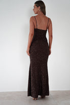 Vera & Lucy Dresses 1*DONE - V&L-15769-BROWN SEQUIN DRESS