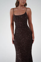 Vera & Lucy Dresses 1*DONE - V&L-15769-BROWN SEQUIN DRESS