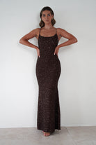 Vera & Lucy Dresses 1*DONE - V&L-15769-BROWN SEQUIN DRESS
