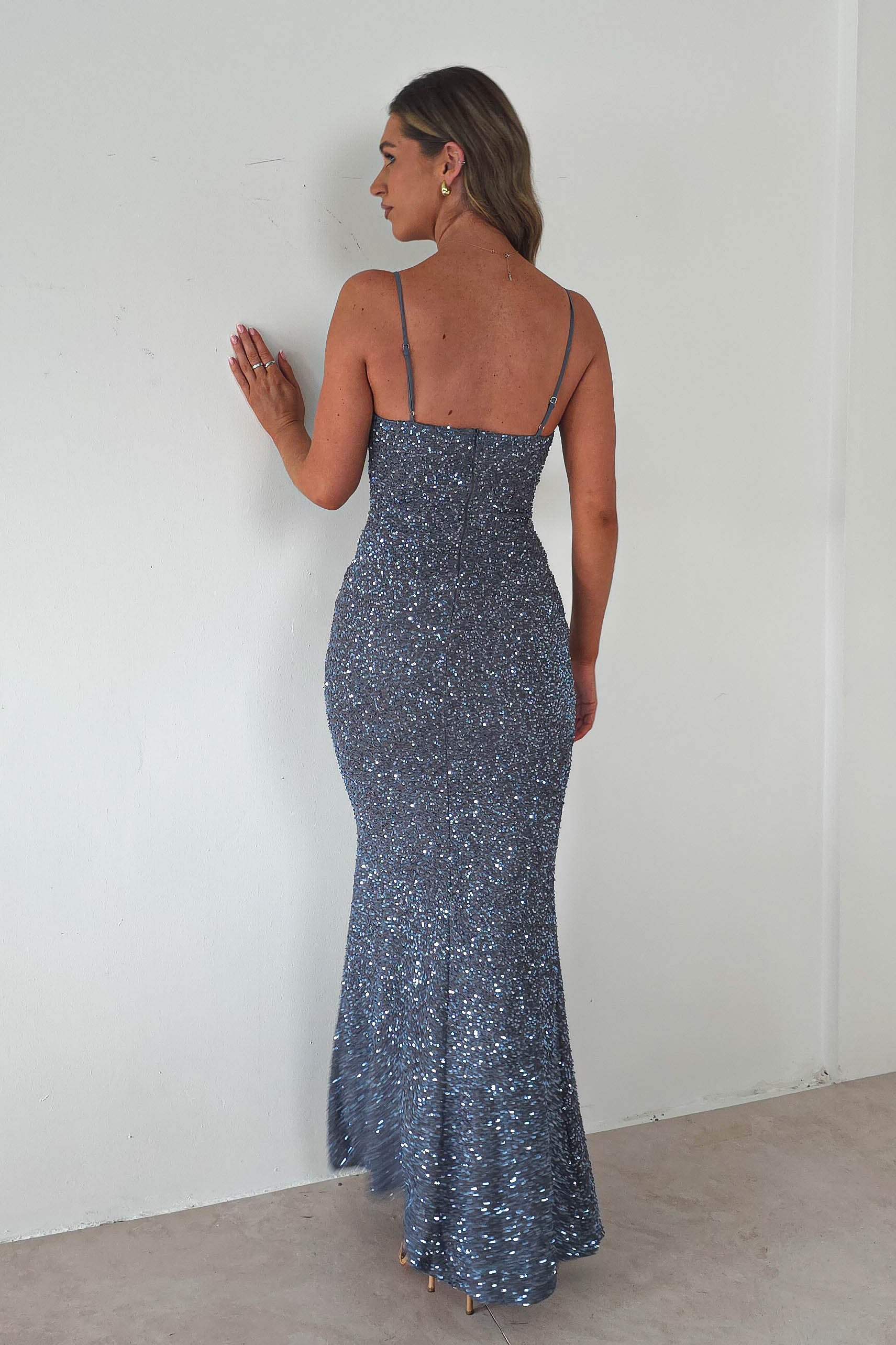 Vera & Lucy Dresses 1*DONE - V&L-15769-SILVER SEQUIN DRESS