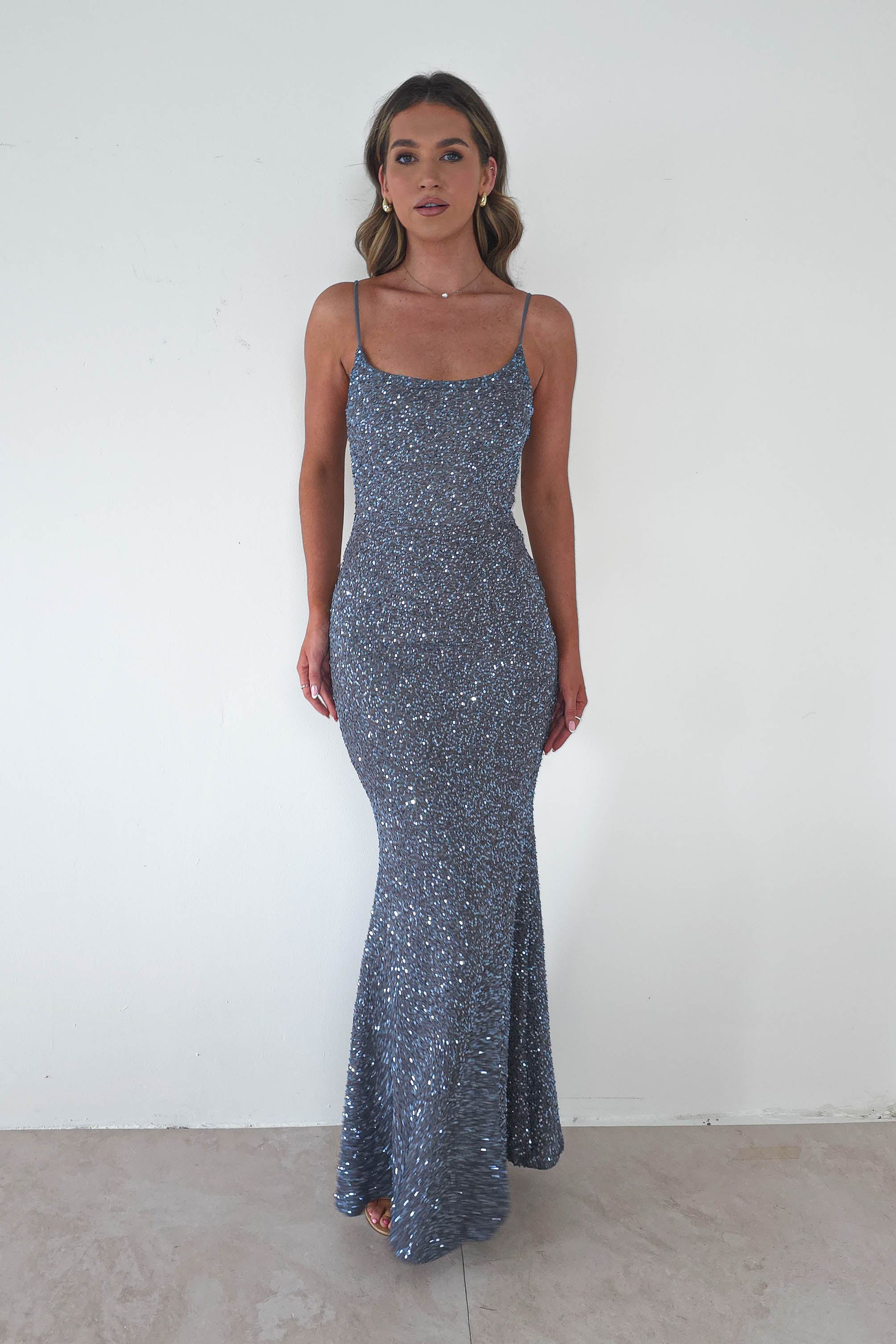 Vera & Lucy Dresses 1*DONE - V&L-15769-SILVER SEQUIN DRESS