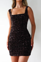 Vera and Lucy Dresses 1*DONE -V&L-15786-BROWN MINI SEQUIN DRESS