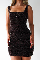 Vera and Lucy Dresses 1*DONE -V&L-15786-BROWN MINI SEQUIN DRESS