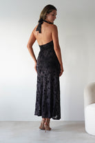 Vera & Lucy Dresses 1*DONE - V&L-15787-BLACK HALTER TIE DRESS WITH FORAL PRINT (Copy)