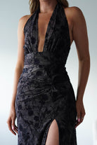Vera & Lucy Dresses 1*DONE - V&L-15787-BLACK HALTER TIE DRESS WITH FORAL PRINT (Copy)