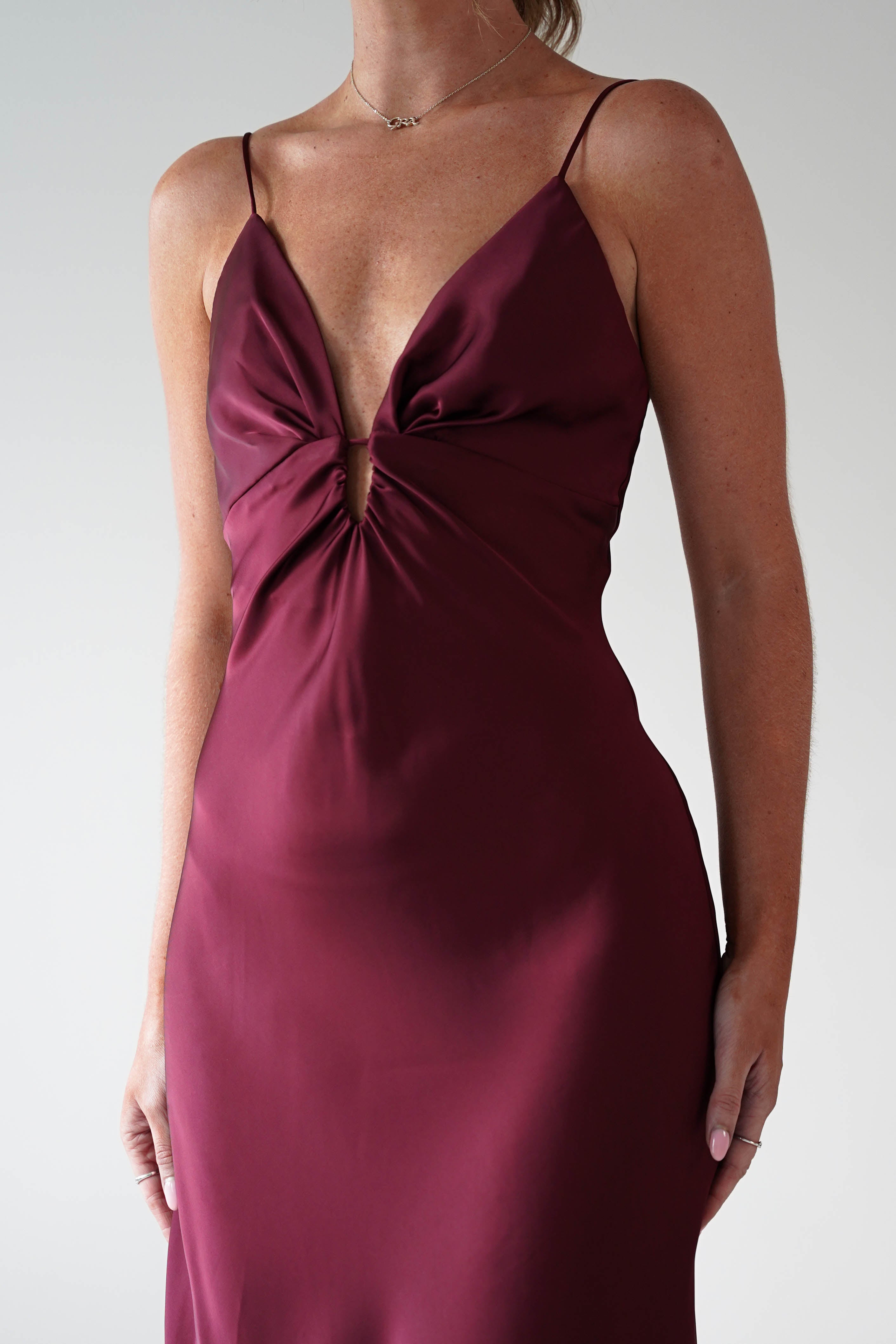 Vera & Lucy Dresses 1*DONE -VERY&LUCY-15766- Burgundy Spaghetti Strap Dress