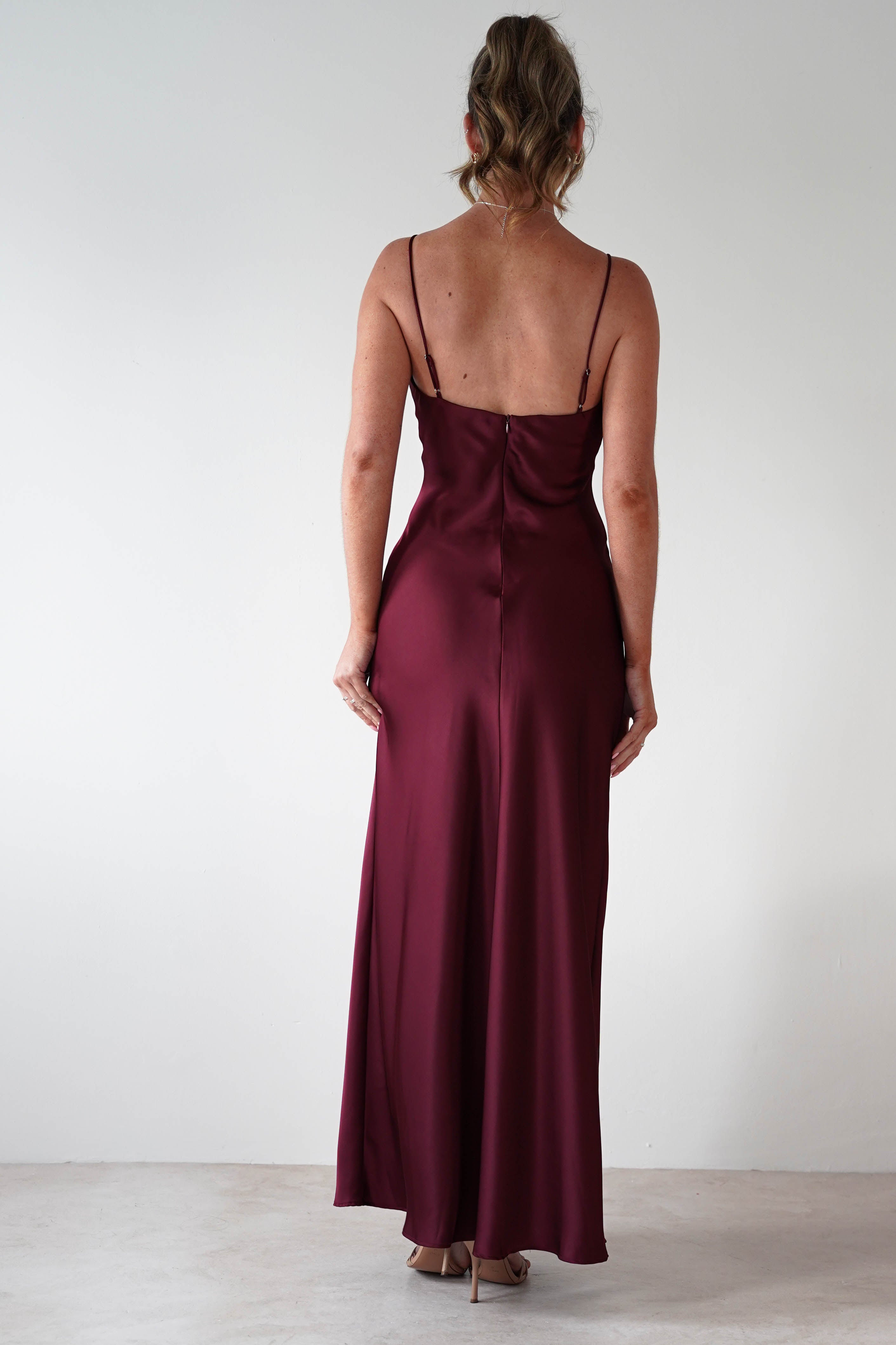 Vera & Lucy Dresses 1*DONE -VERY&LUCY-15766- Burgundy Spaghetti Strap Dress