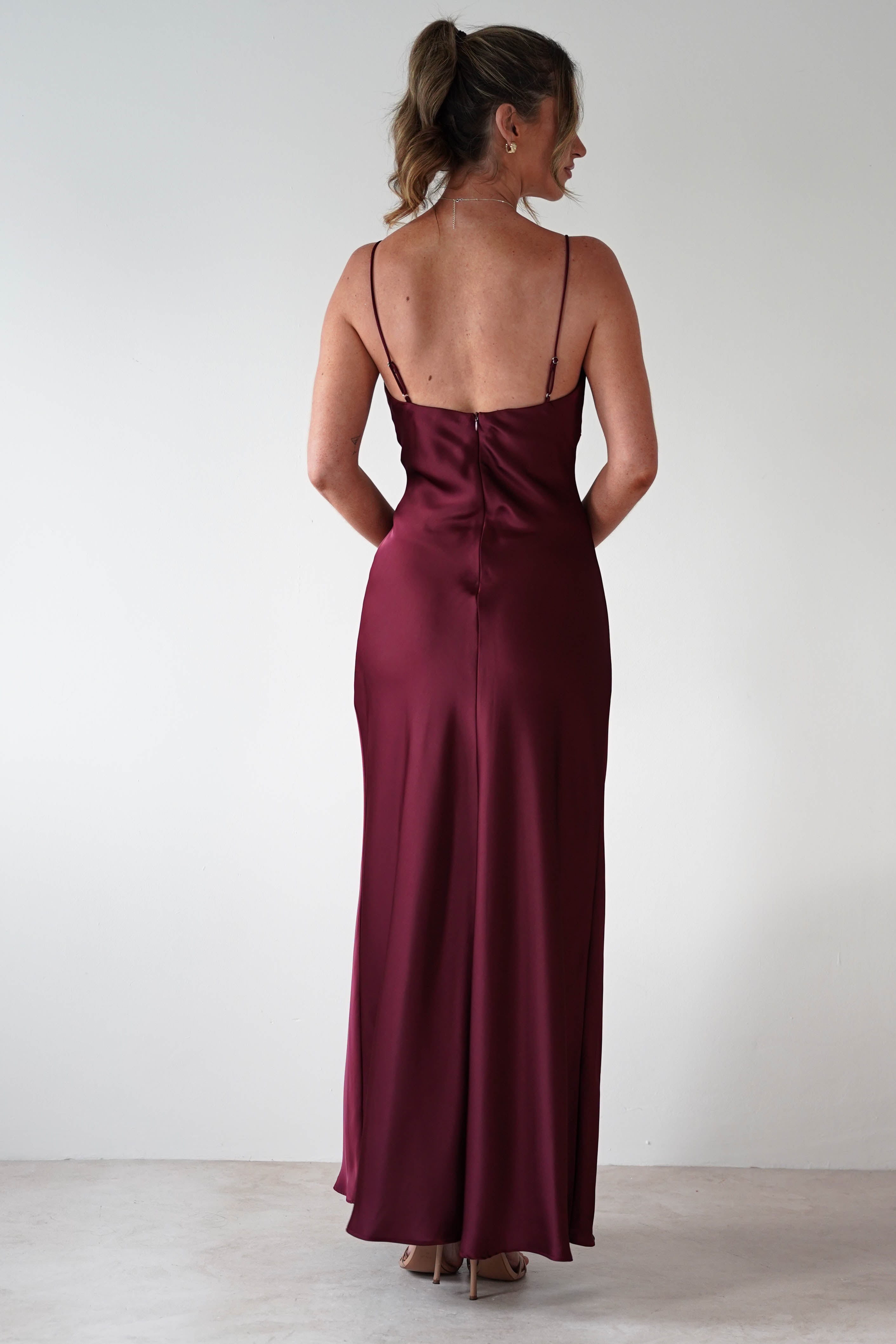 Vera & Lucy Dresses 1*DONE -VERY&LUCY-15766- Burgundy Spaghetti Strap Dress