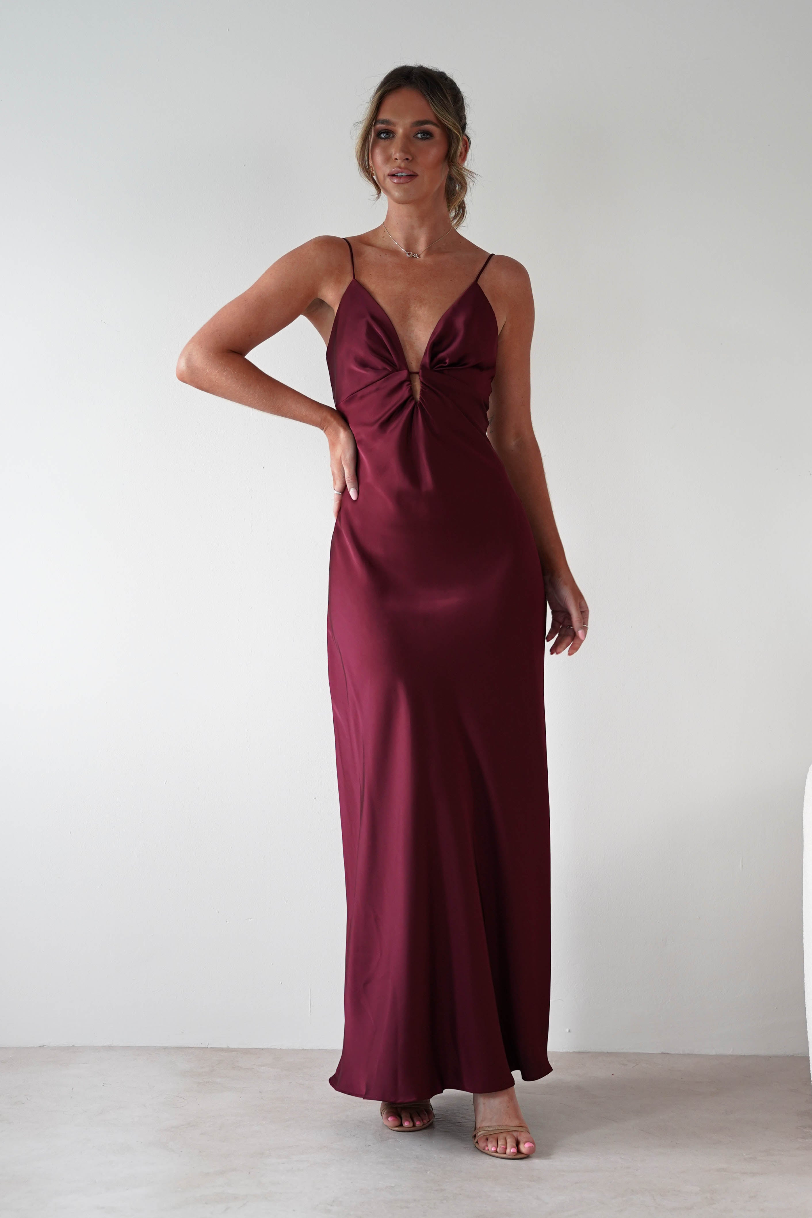 Vera & Lucy Dresses 1*DONE -VERY&LUCY-15766- Burgundy Spaghetti Strap Dress