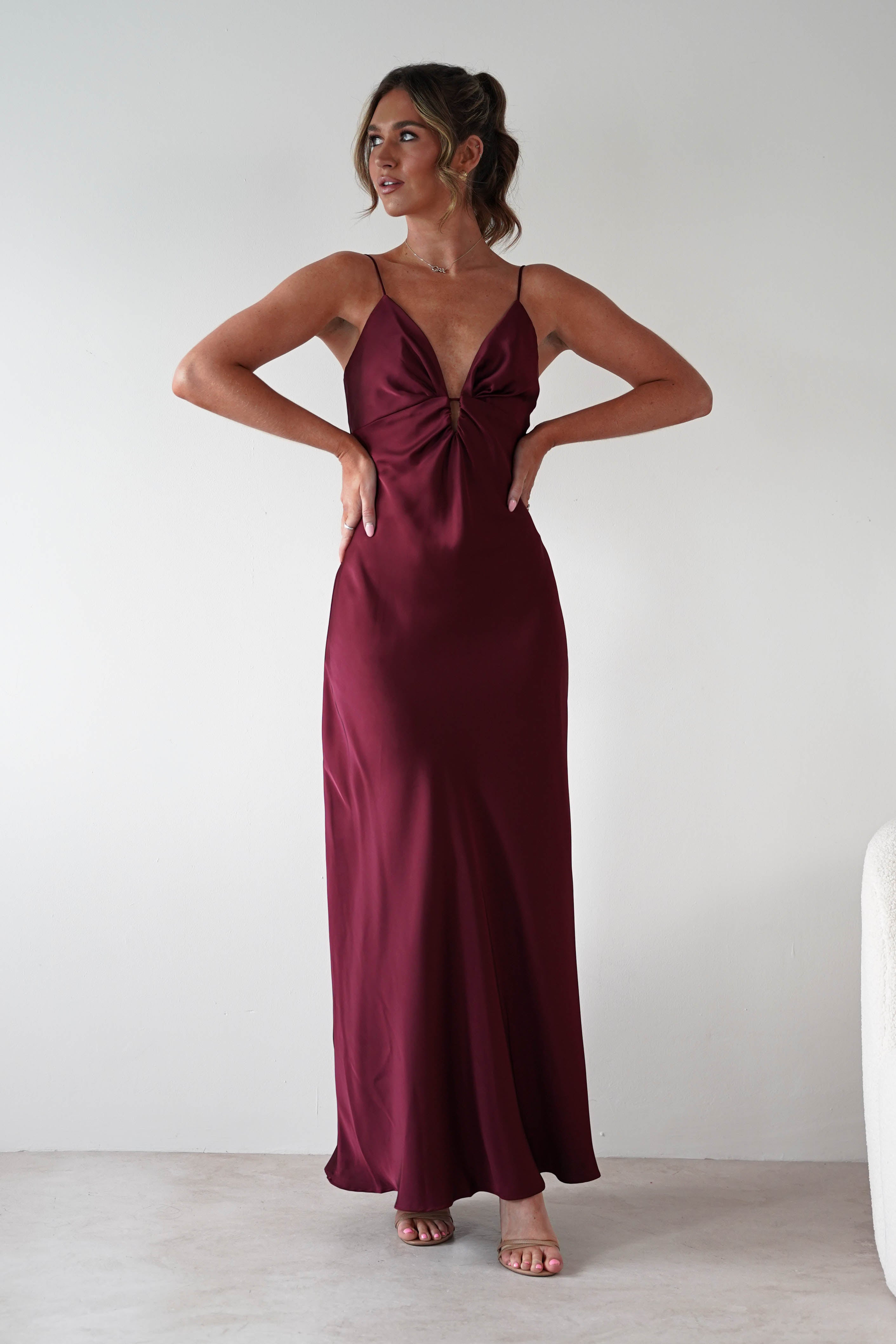 Vera & Lucy Dresses 1*DONE -VERY&LUCY-15766- Burgundy Spaghetti Strap Dress