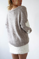Lilah Pearl Heart Oversized Cardigan | Taupe - Oh Hello Clothing