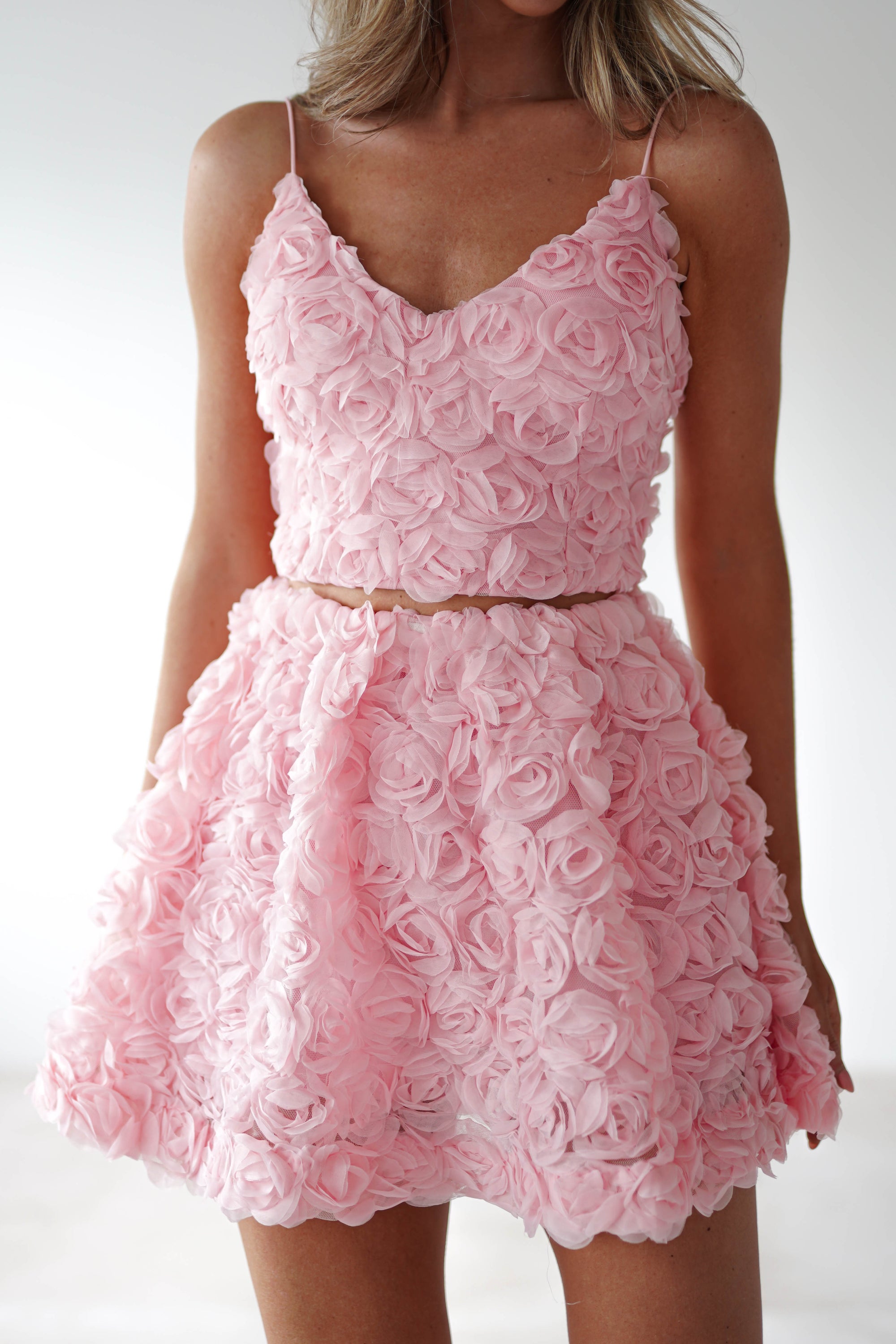 Lydia Floral-Appliqué Top & Skirt Set | Pink - Oh Hello Clothing