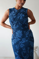 Meadow Floral Mesh Midi  | Blue 