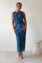 Meadow Floral Mesh Midi  | Blue 