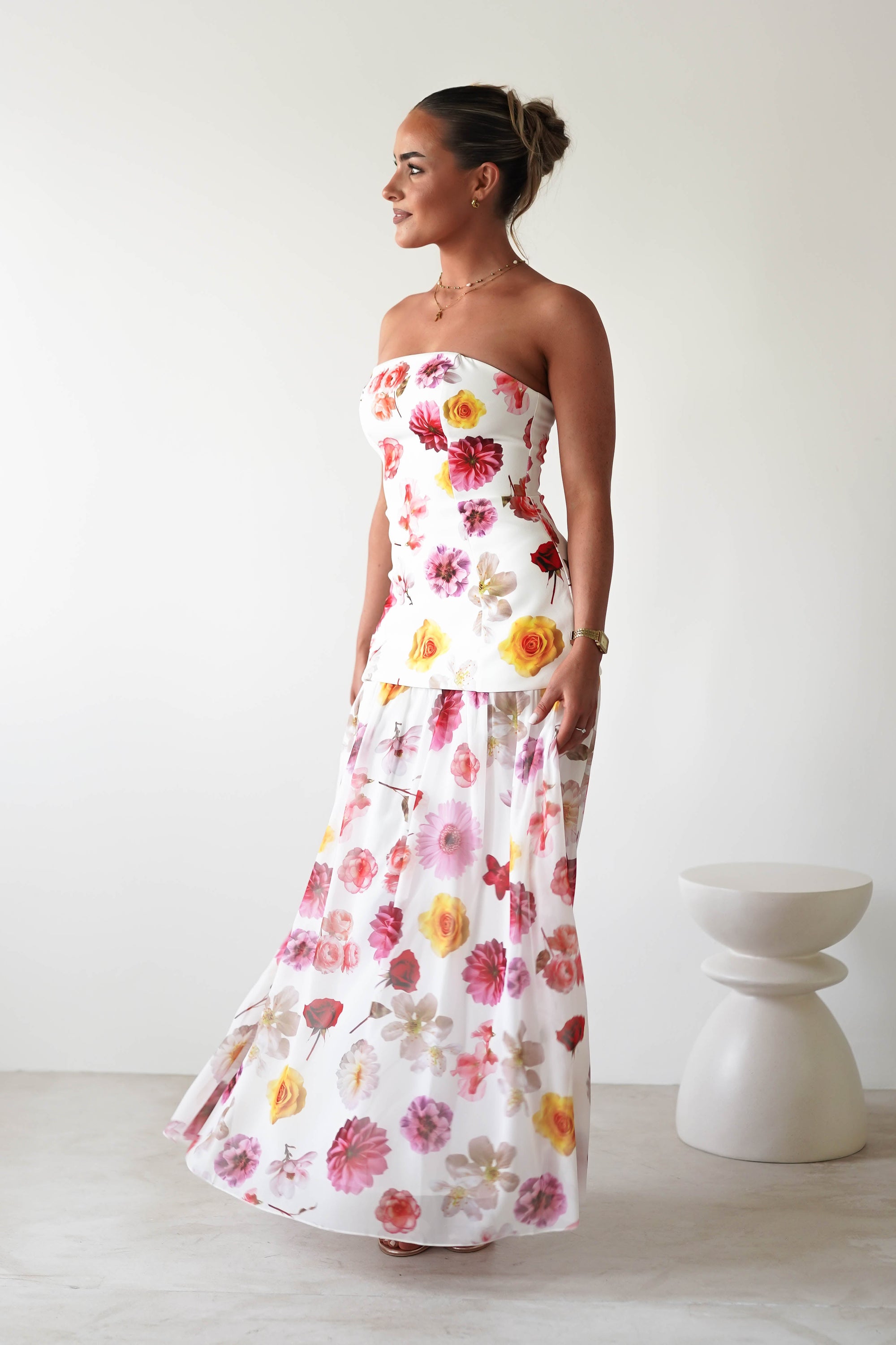Talia Strapless Floral Print Maxi Dress Mixed Print