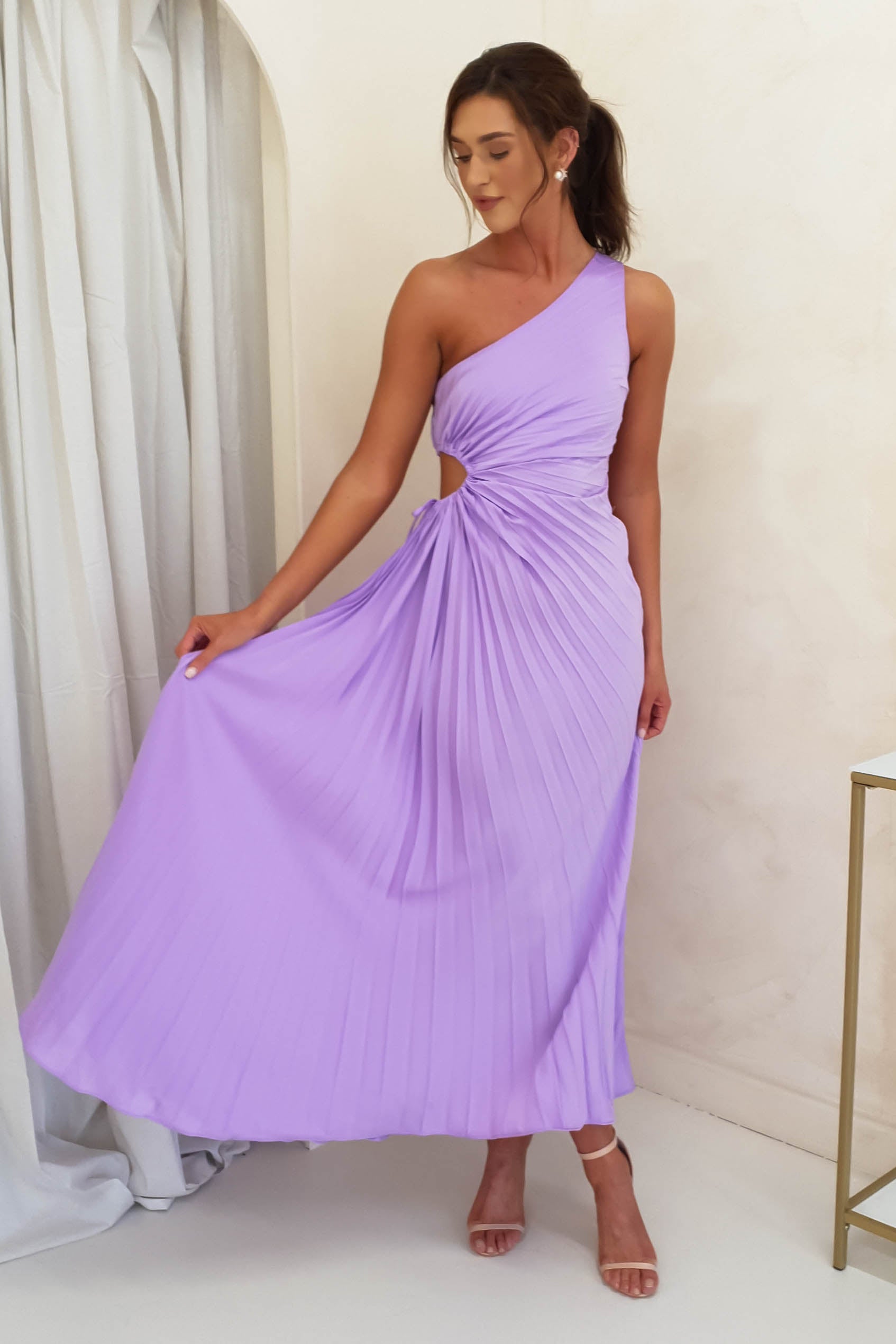 Olsen Pleated Maxi Dress | Lilac | Oh Hello Clothing | XS (6)
