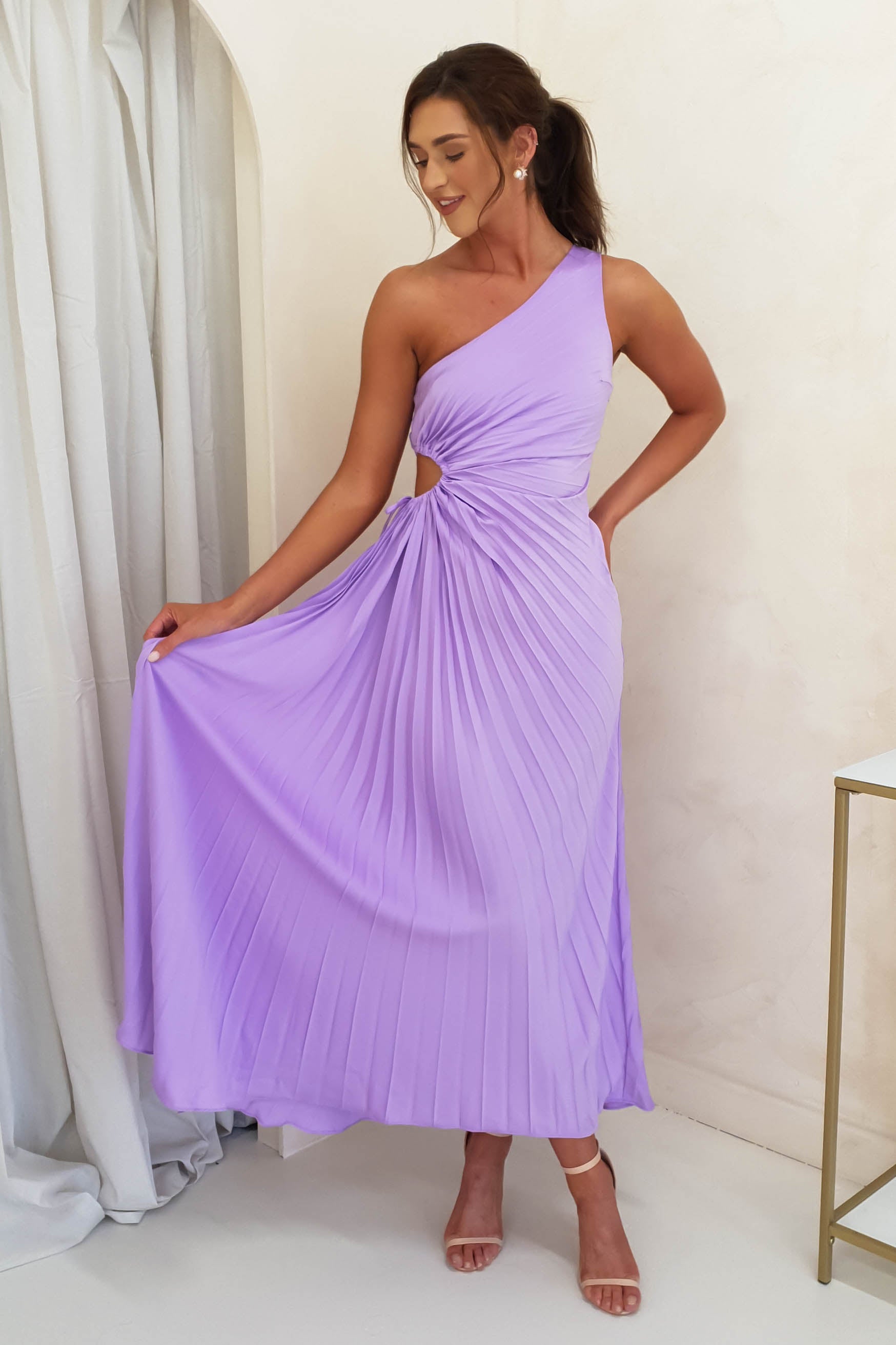 Olsen Pleated Maxi Dress | Lilac | Oh Hello Clothing | XS (6)
