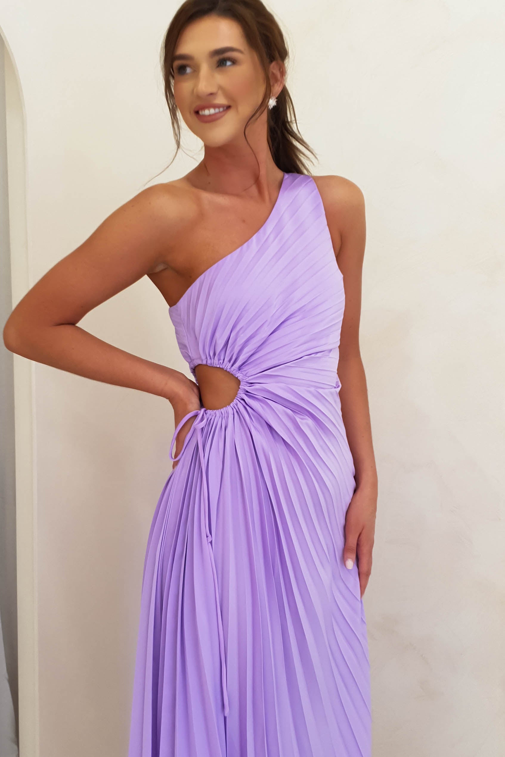 Olsen Pleated Maxi Dress | Lilac | Oh Hello Clothing | XS (6)
