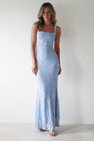 Halo Square Neck Sequin Maxi Gown | Blue - Oh Hello Clothing