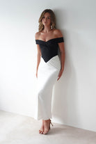 Abellina Bodycon Mixi Dress | White/Black | Oh Hello Clothing | XS (6)