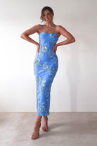 Adora Floral Mesh Maxi  | Blue 