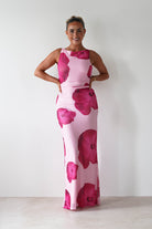 Aidia Floral Mesh Maxi Dress | Pink - Oh Hello Clothing
