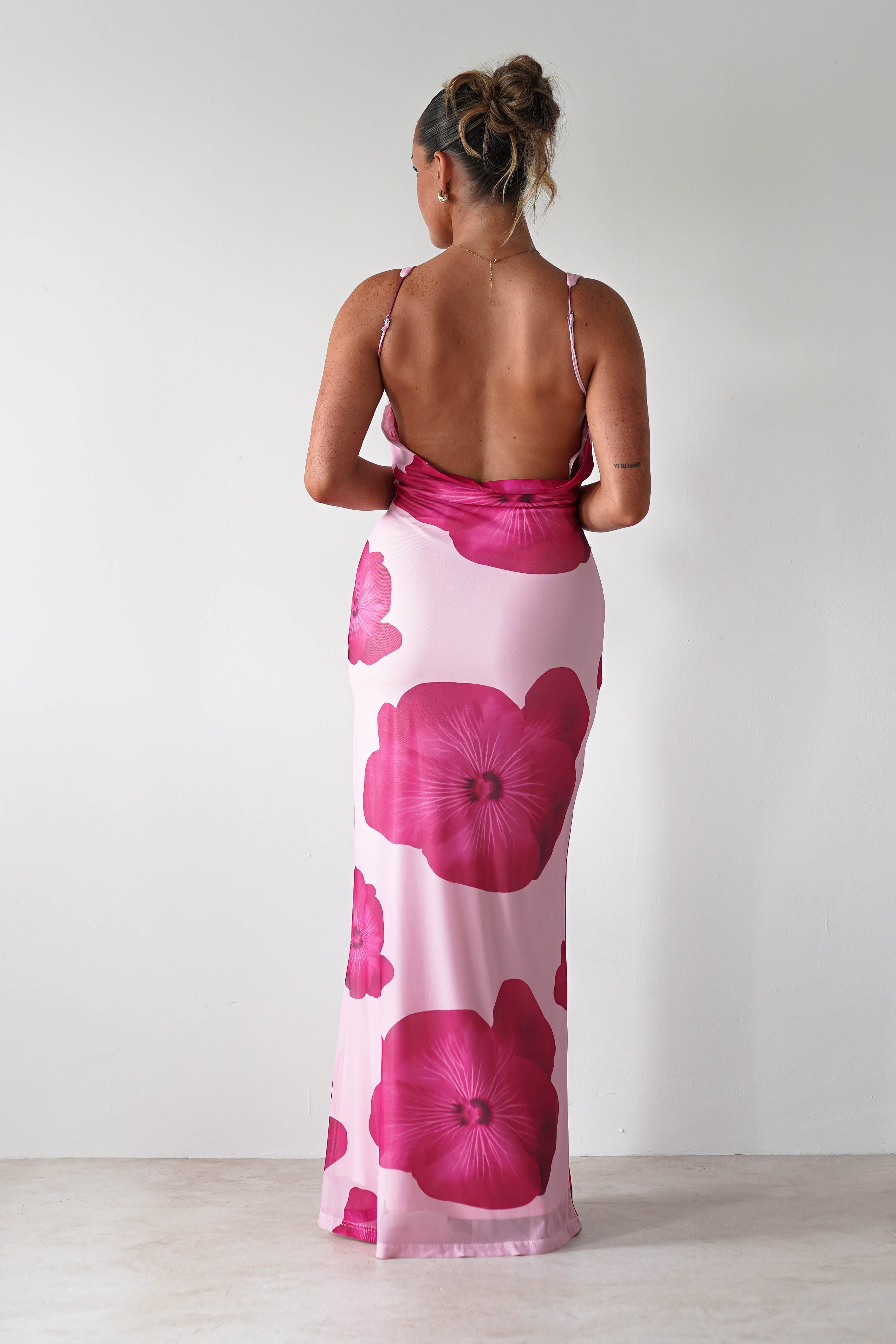 Aidia Floral Mesh Maxi Dress | Pink - Oh Hello Clothing