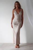 Aimie Soft Satin Maxi  | Champagne - Oh Hello Clothing