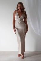 Aimie Soft Satin Maxi  | Champagne - Oh Hello Clothing