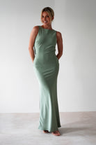 Alanna Soft Matte Satin Maxi Dress | Olive - Oh Hello Clothing