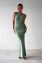 Alanna Soft Matte Satin Maxi Dress | Olive - Oh Hello Clothing
