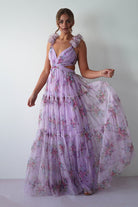Alma Floral Print Tulle Maxi Dress | Lilac | Oh Hello Clothing | XS (6)