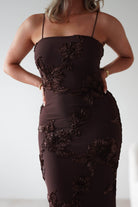 Alvana Floral Appliqué Maxi Dress | Brown | Oh Hello Clothing | XS (6)