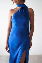Amelda Soft Satin Maxi Gown Dress | Cobalt Blue | Oh Hello Clothing | XS (6)