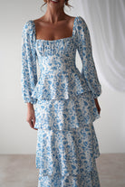 Amelie Floral Print Maxi Dress | Blue/White | Oh Hello Clothing | 6