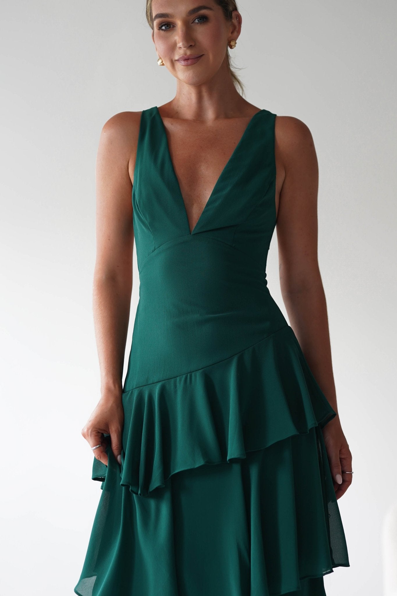 Andalusia Ruffle Maxi Dress | Forest Green | Oh Hello Clothing | XS (6)