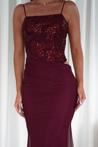 Angela Sequin Mesh Maxi Dress | Wine | Oh Hello Clothing | S/M (8 - 10)