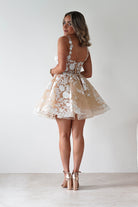 Anziel Mini Skater Dress Floral Embroidery | Nude | Oh Hello Clothing | XS (6)