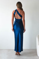 Ashlee Soft Satin One Shoulder Maxi  | Navy - Oh Hello Clothing