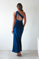 Ashlee Soft Satin One Shoulder Maxi  | Navy - Oh Hello Clothing