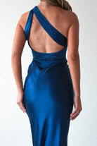 Ashlee Soft Satin One Shoulder Maxi  | Navy - Oh Hello Clothing