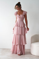 MANIJU Wedding Guest Dresses Audette Ruffle Tiered Maxi Dress | Blush