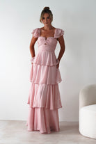 MANIJU Wedding Guest Dresses Audette Ruffle Tiered Maxi Dress | Blush