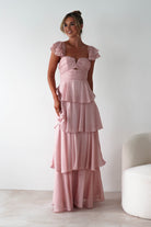 MANIJU Wedding Guest Dresses Audette Ruffle Tiered Maxi Dress | Blush