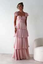 MANIJU Wedding Guest Dresses Audette Ruffle Tiered Maxi Dress | Blush