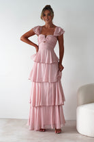 MANIJU Wedding Guest Dresses Audette Ruffle Tiered Maxi Dress | Blush