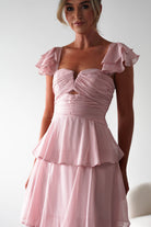 MANIJU Wedding Guest Dresses Audette Ruffle Tiered Maxi Dress | Blush