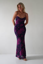 Audrie Bodycon Printed Maxi  | Grape - Oh Hello Clothing