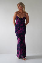 Audrie Bodycon Printed Maxi  | Grape - Oh Hello Clothing