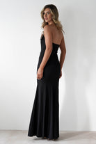 Beckett Strapless Bow Maxi Dress | Black/White - Oh Hello Clothing
